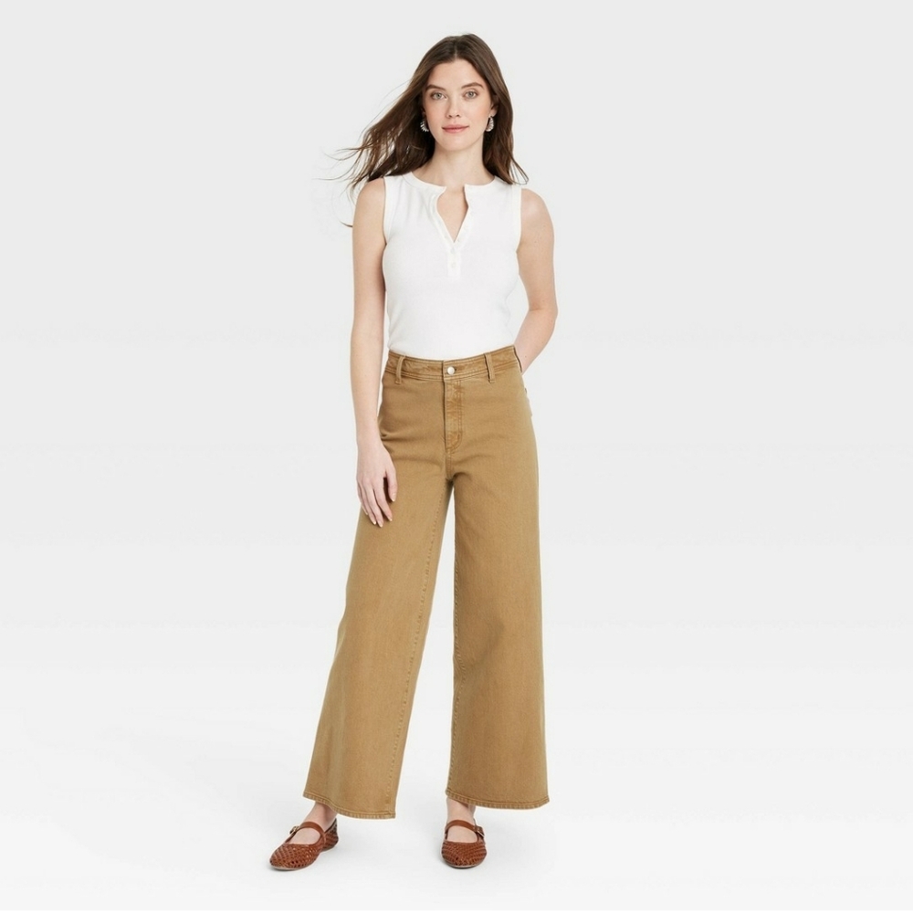 Women's High Rise Tan Sailor Wide-Leg Ankle Jeans Universal Thread Y2K Retro Vng